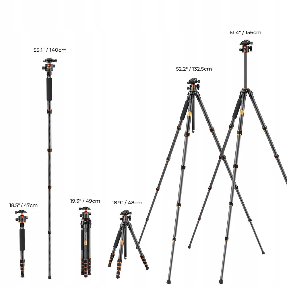 K&F profesionalus anglies pluošto trikojis, keliamoji galia 15 kg, A255C2+BH-36L