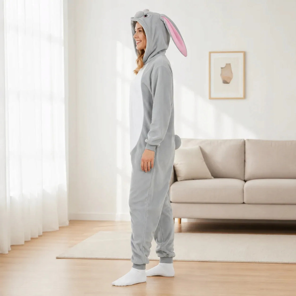 Kigurumi pižama „Szary Królik“, L dydis, 165–175 cm