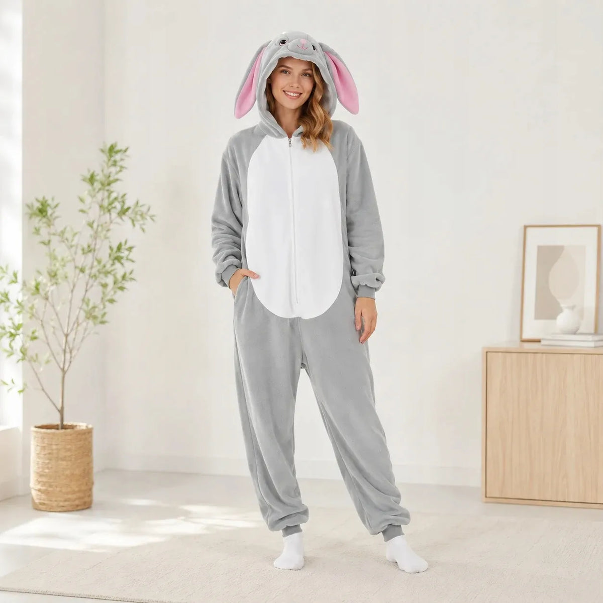 Kigurumi pižama „Szary Królik“, L dydis, 165–175 cm