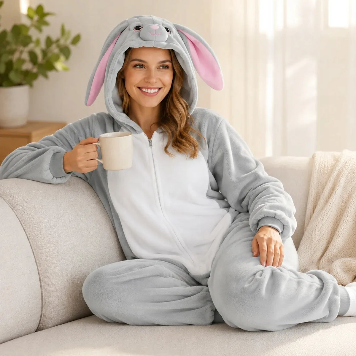 Kigurumi pižama „Szary Królik“, L dydis, 165–175 cm