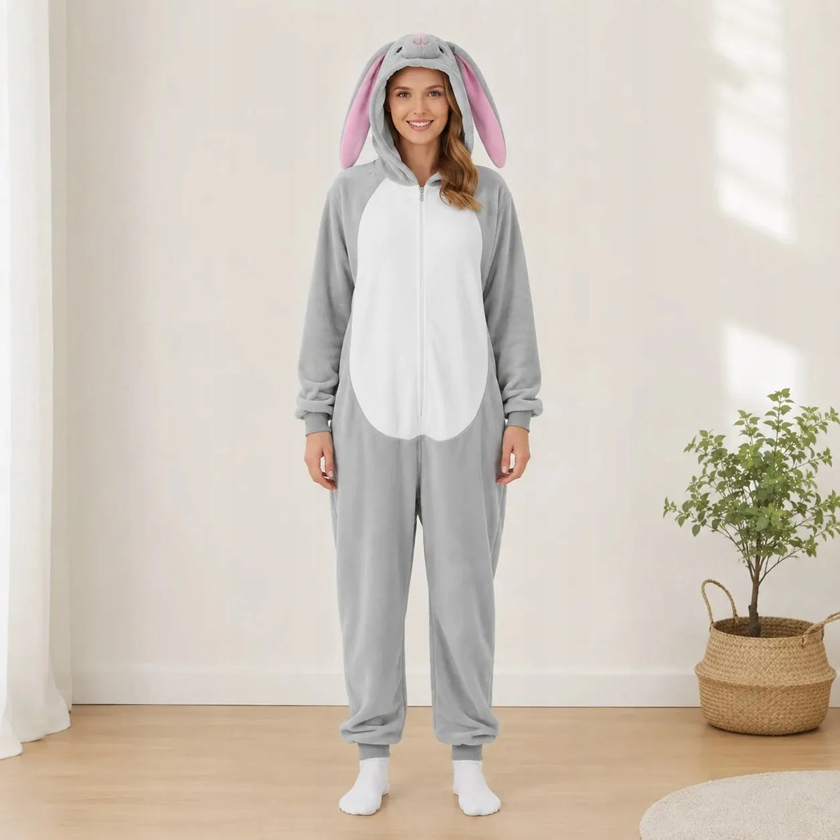 Kigurumi pižama „Szary Królik“, L dydis, 165–175 cm