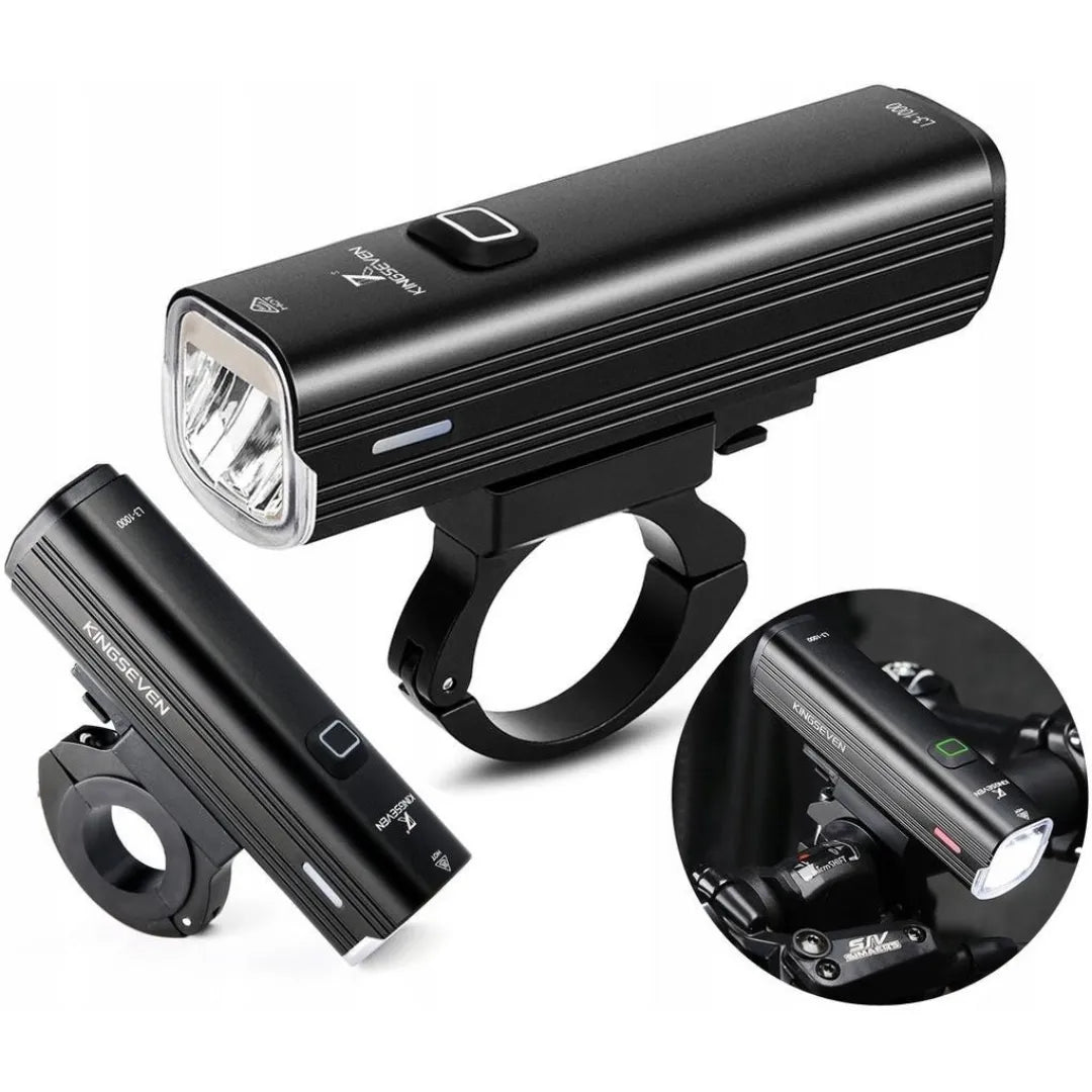 KINGSEVEN L3-1000 LED dviračio priekinis žibintas 1000lm 5 režimai 4800mAh + galinis žibintas