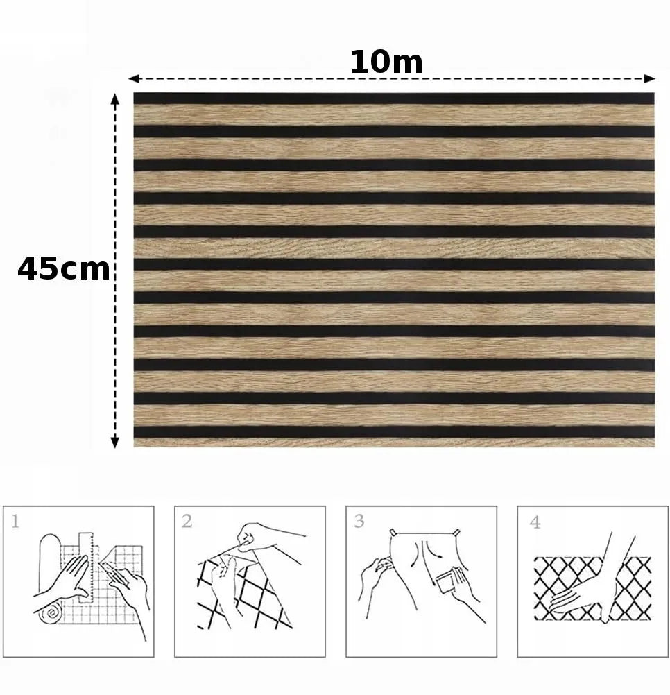 Koanni 3D lipnus tapetai su medžio lentų raštu, 45 cm x 10 m
