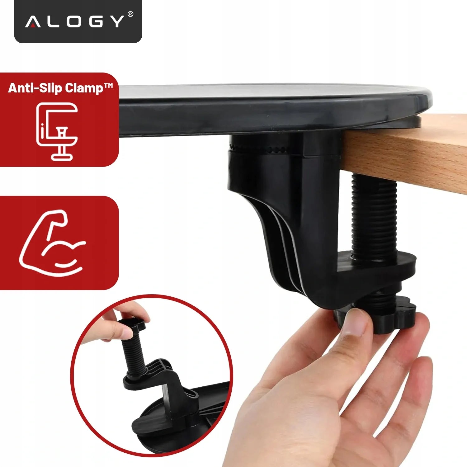 Kompiuterio alkūnės atrama Alogy ErgoElbow™ stalo prailgintuvas juoda
