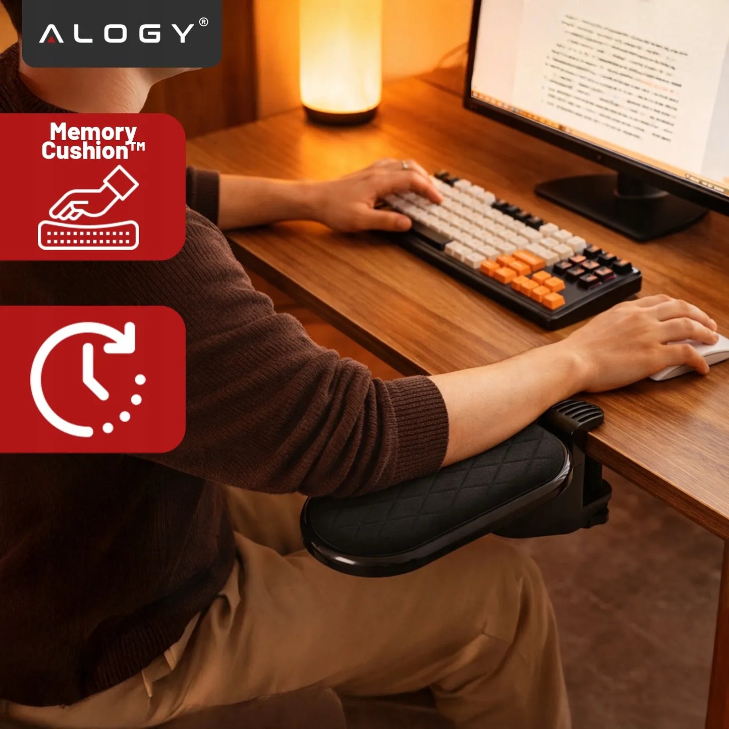Kompiuterio alkūnės atrama Alogy ErgoElbow™ stalo prailgintuvas juoda