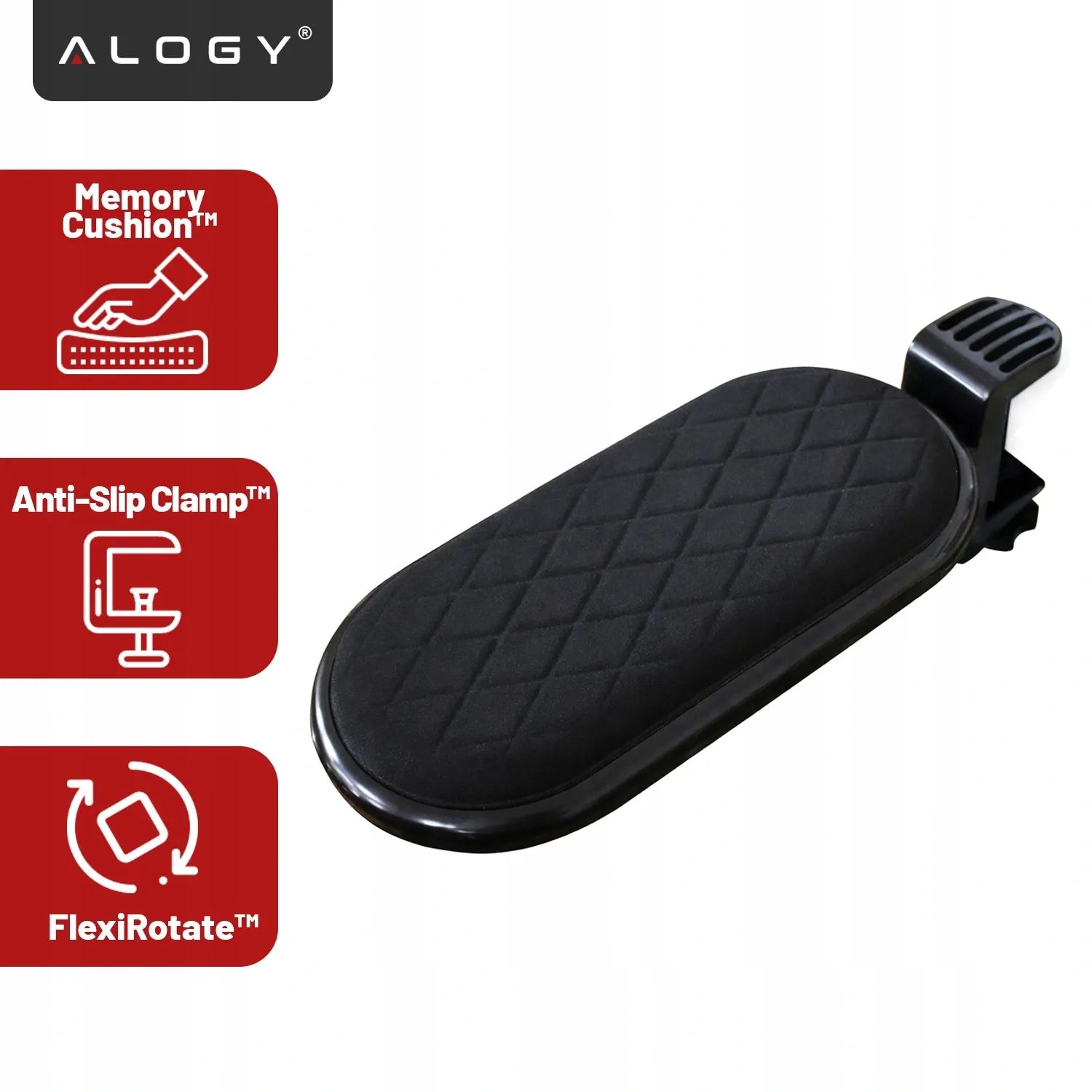 Kompiuterio alkūnės atrama Alogy ErgoElbow™ stalo prailgintuvas juoda