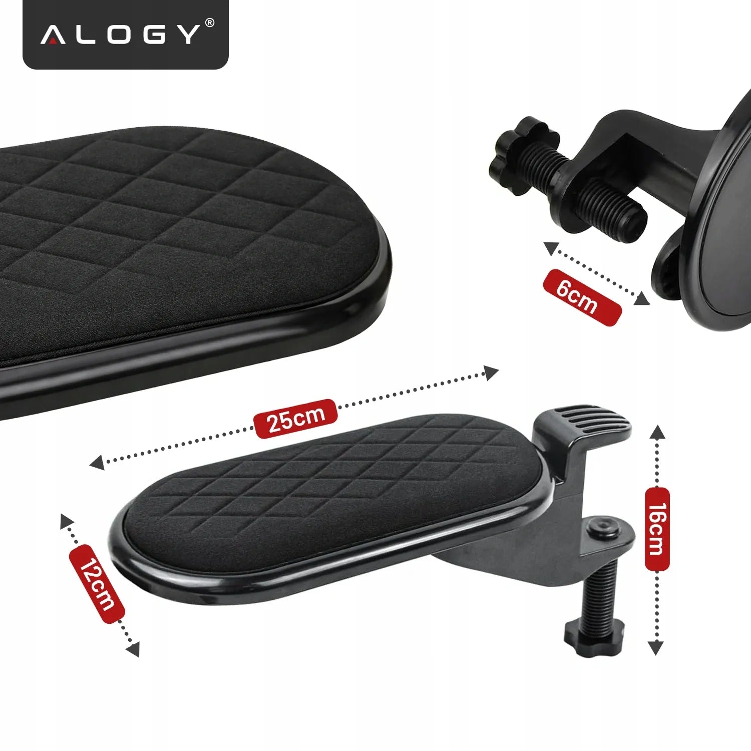 Kompiuterio alkūnės atrama Alogy ErgoElbow™ stalo prailgintuvas juoda