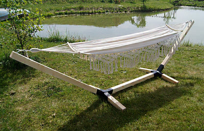 KOMPLEKTAS stovas + hamakas 2 asm. BOHO ECRU nešiojamas komplektas COMFORT ZONE 200 KG