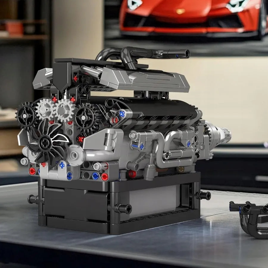 Konstrukcinis konstruktorius „Mould King 10205“, 733 detalės, „Rolls-Royce“ V12 variklis