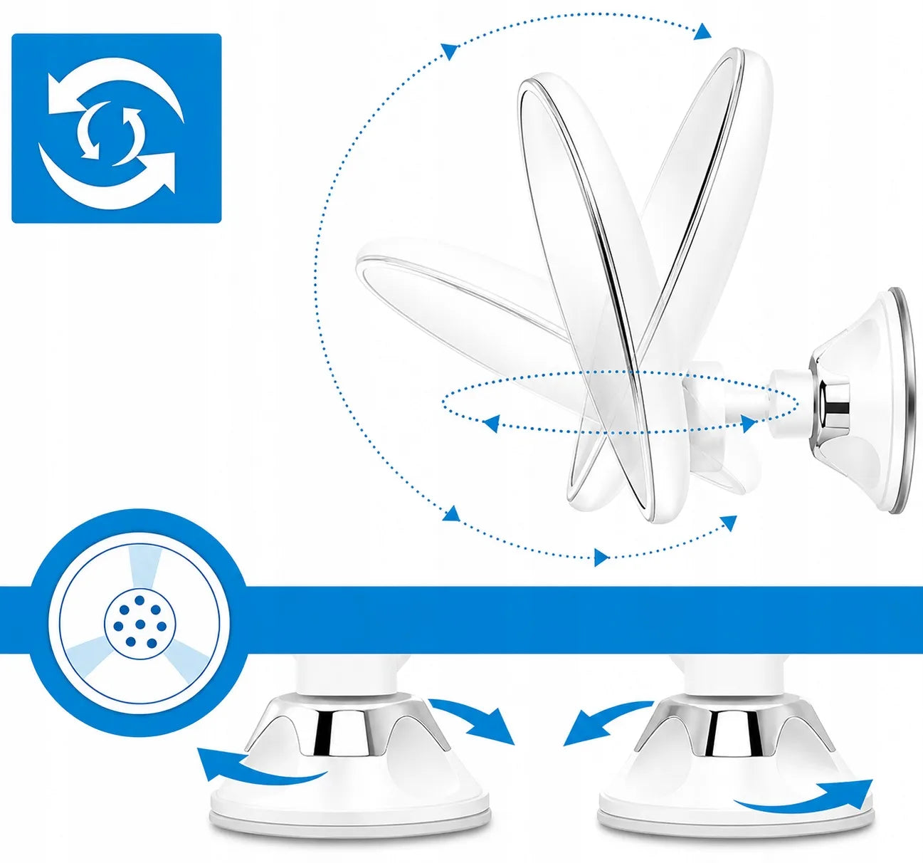Kosmetinis LED veidrodis su 10X didinimu ir apšvietimu