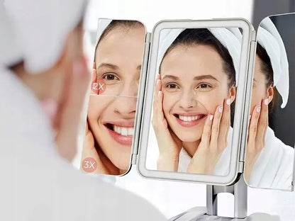 Kosmetinis veidrodis su LED apšvietimu, makiažo veidrodis su didinimo funkcija