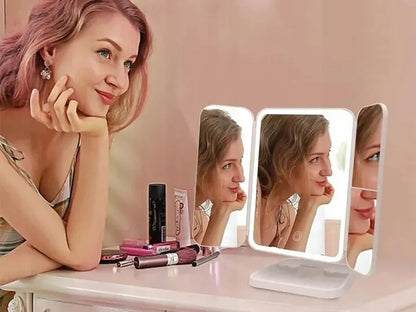 Kosmetinis veidrodis su LED apšvietimu, makiažo veidrodis su didinimo funkcija