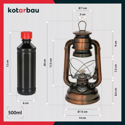 Kotarbau retro vintažinis žibalinės lempos stiliaus dekoratyvinis žibintas su rankena + aliejus