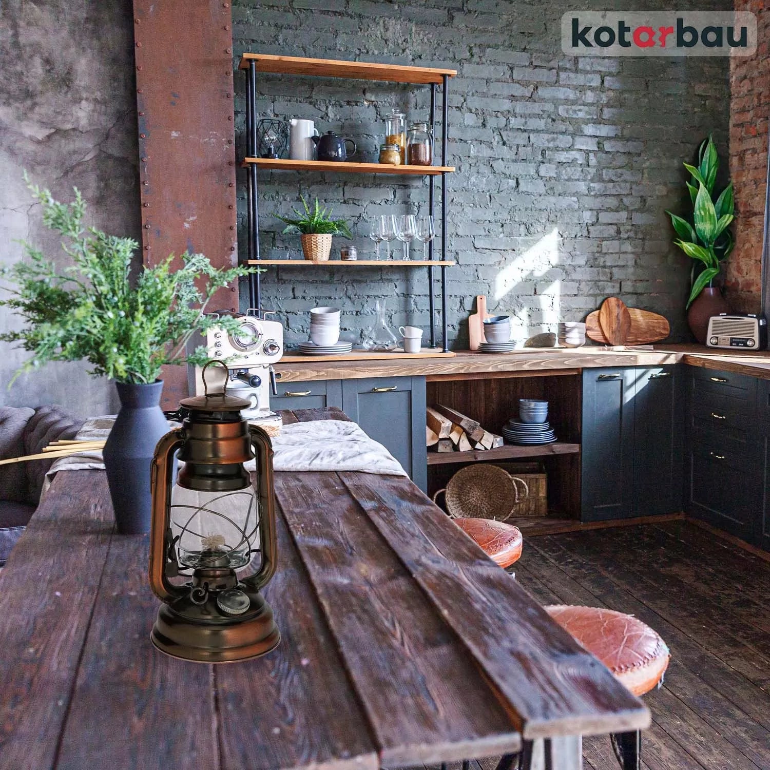 Kotarbau retro vintažinis žibalinės lempos stiliaus dekoratyvinis žibintas su rankena + aliejus