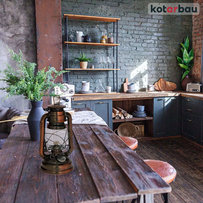 Kotarbau retro vintažinis žibalinės lempos stiliaus dekoratyvinis žibintas su rankena + aliejus