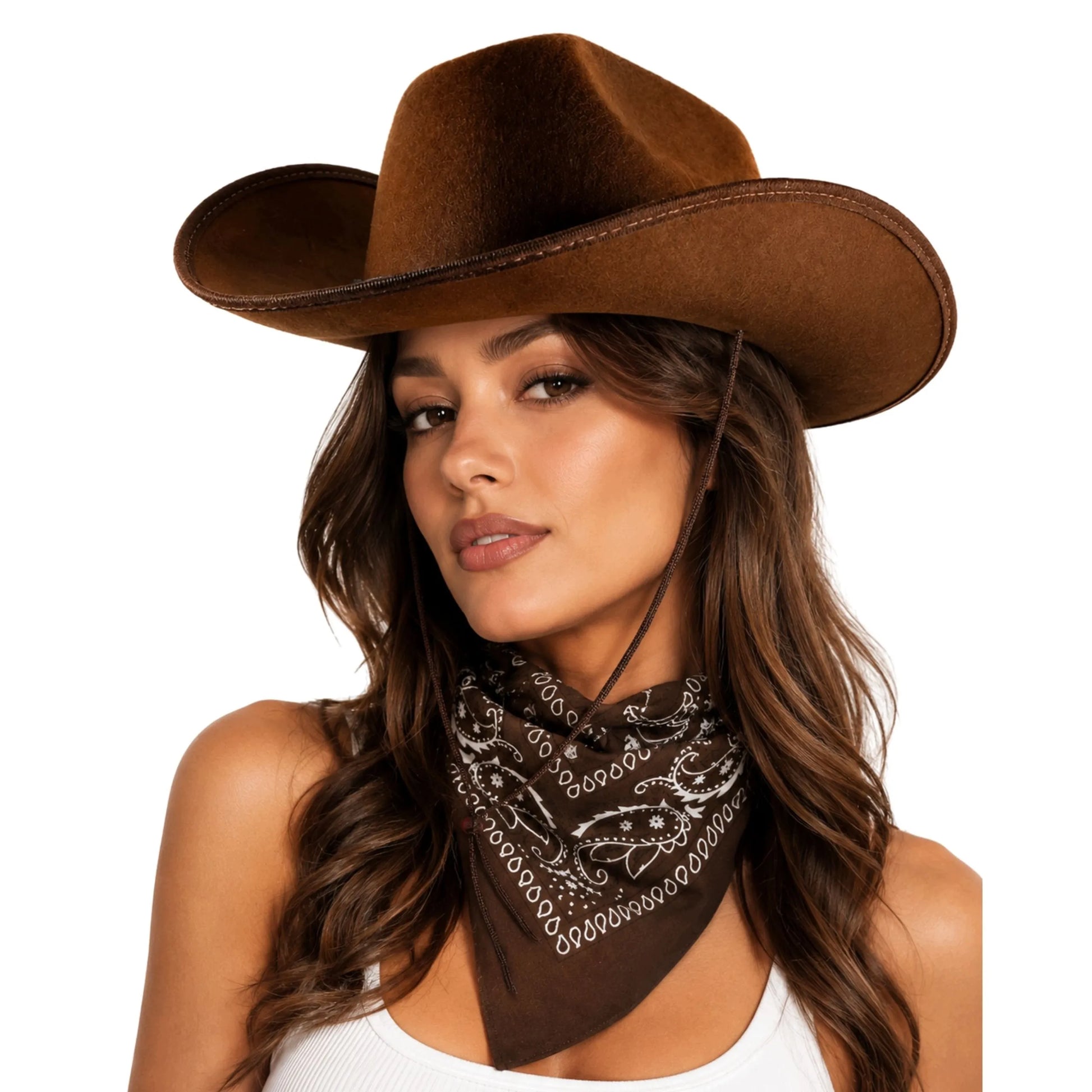Kovbojiška skrybėlė ir bandana – vakarų stiliaus kostiumas