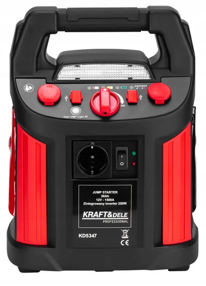 Kraft&Dele KD5347 užvedimo įrenginys, 12 V, 26 Ah, 1200/700 A, su inverteriu
