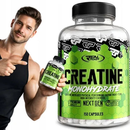 Kreatinas kapsulėmis, monohidratas „Real Pharm Creatine Monohydrate“, 150 kapsulių