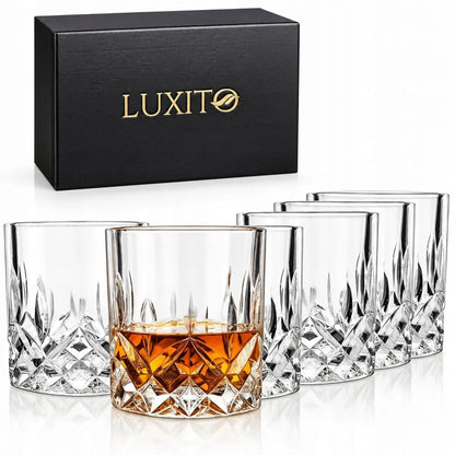 Krištolo viskio ir kokteilių stiklinės LUXITO Javell, 300 ml, 6 vnt., dovana