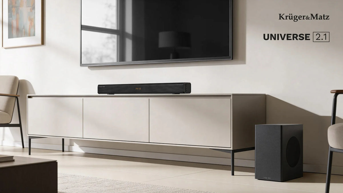 Kruger&Matz Universe 2.1 garso juosta su HDMI (ARC), USB, AUX ir Bluetooth 5.0