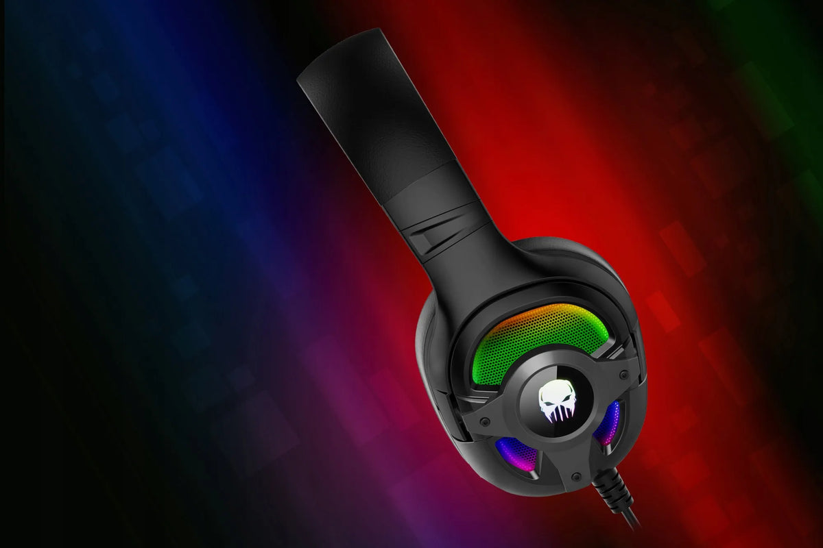 Kruger&Matz Warrior GH-100 Pro žaidimų ausinės su mikrofonu ir RGB apšvietimu