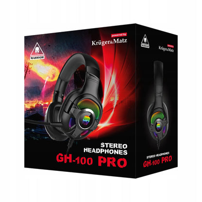 Kruger&Matz Warrior GH-100 Pro žaidimų ausinės su mikrofonu ir RGB apšvietimu