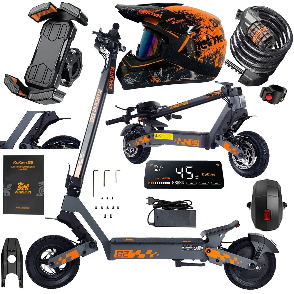 „KuKirin G2“ 2026 m. elektrinis paspirtukas, 48 V, 15,6 Ah, 1200 W, iki 45 km/h, bekelės, su dovanomis
