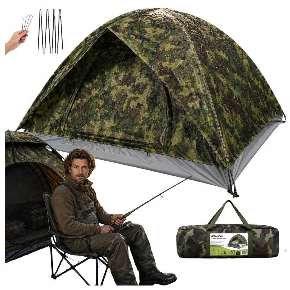 Kupolo formos palapinė su tropiku 2 asmenims lengva turistinė kempingo