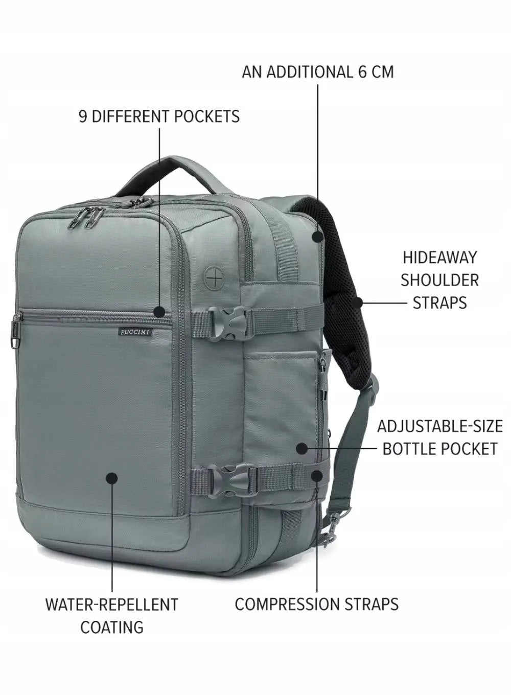 Kuprinė lėktuvui Puccini Easy Pack Plus M – žalia