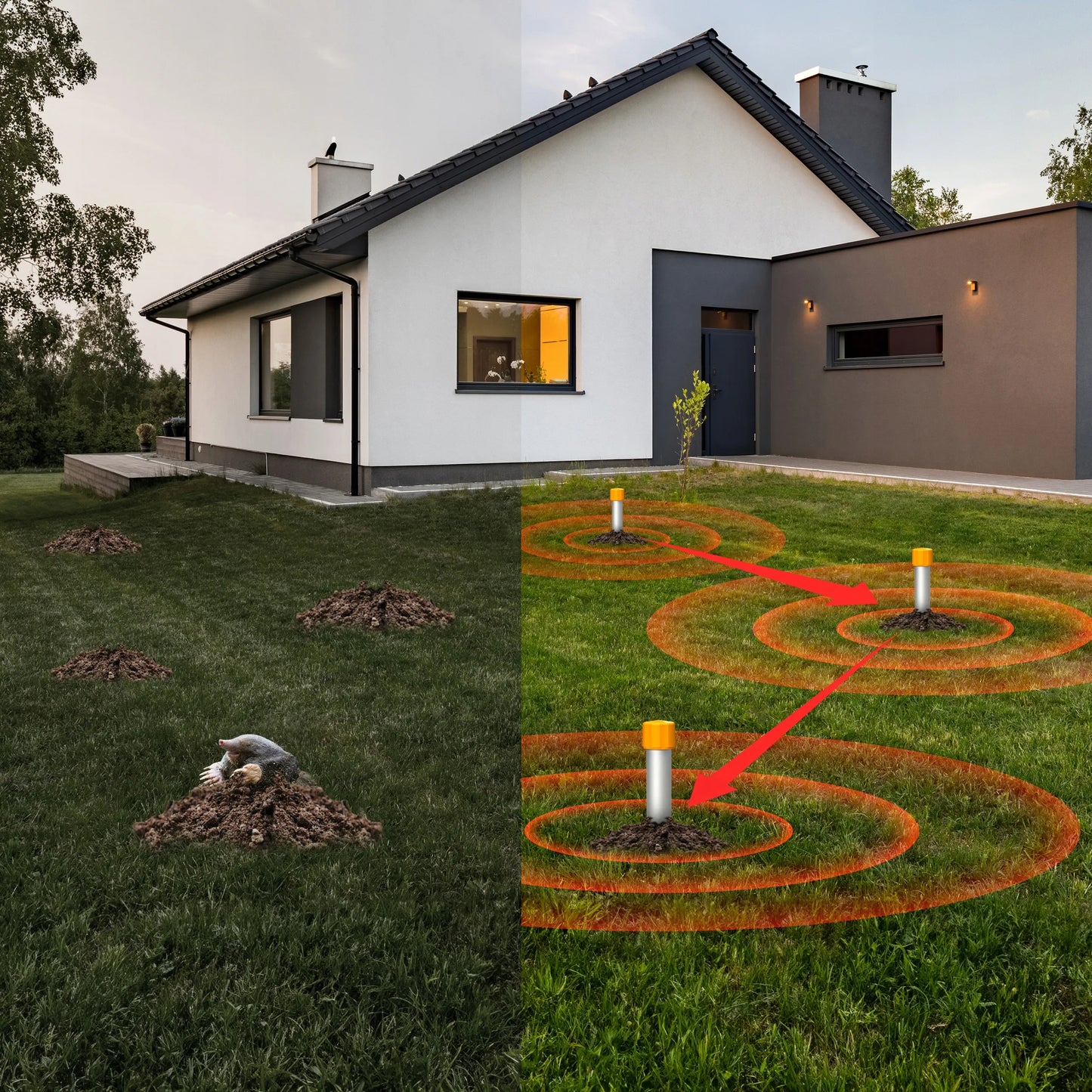 Kurmių, pelėnų, gyvačių ir kurklių baidyklė No Pest, apsauganti iki 1500 m² plotą