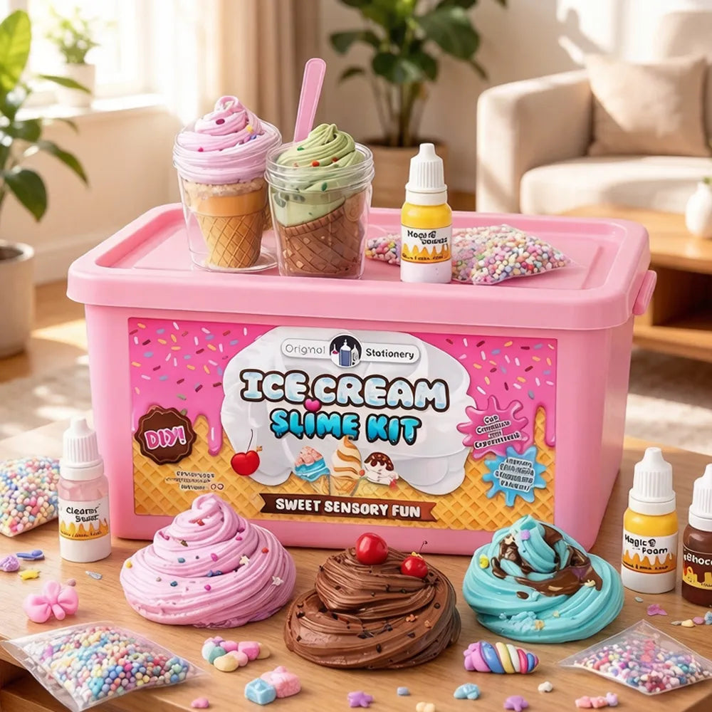 Kūrybinis „slime“ gamybos rinkinys vaikams – ledų ir keksiukų fabrikas