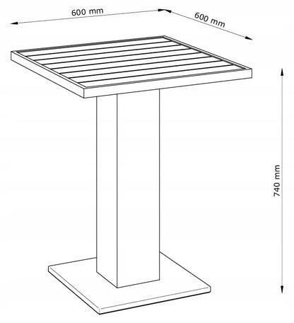 Kvadratinis sodo stalas „THY“ bistro technoratanas + aliuminis 60x60 cm