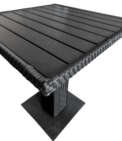 Kvadratinis sodo stalas „THY“ bistro technoratanas + aliuminis 60x60 cm