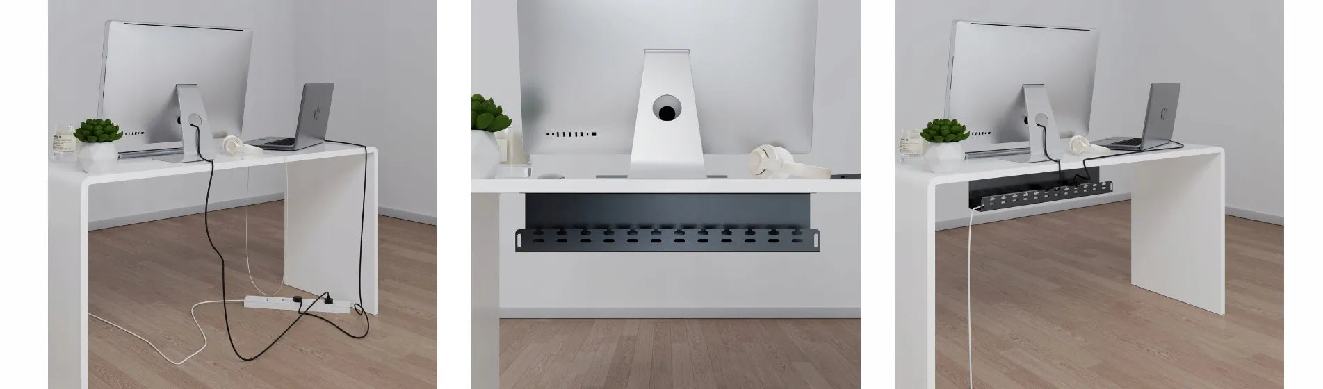 Laidų organizatorius, laikiklis, kabelių maskuoklis po stalu, 59 cm, metalinis, juodas, Stalflex