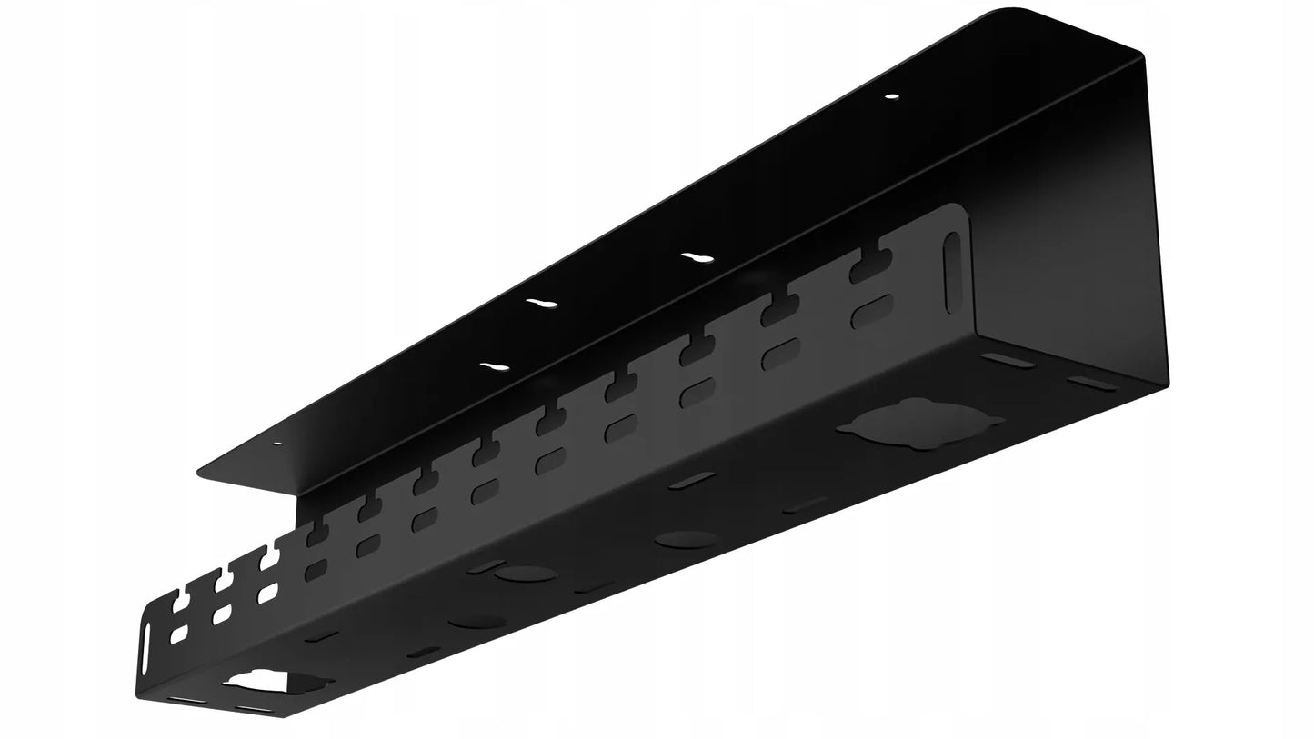 Laidų organizatorius, laikiklis, kabelių maskuoklis po stalu, 59 cm, metalinis, juodas, Stalflex