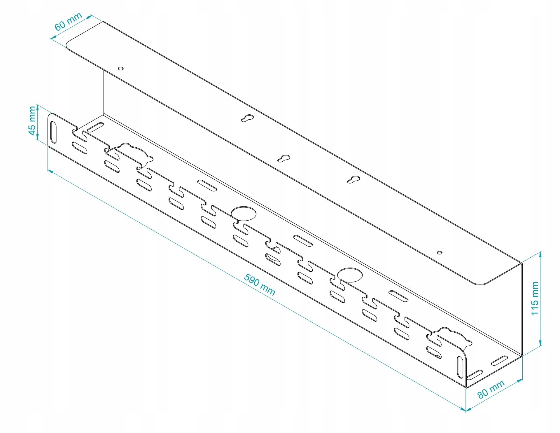 Laidų organizatorius po stalu Stalflex, 59 cm, metalinis, baltas
