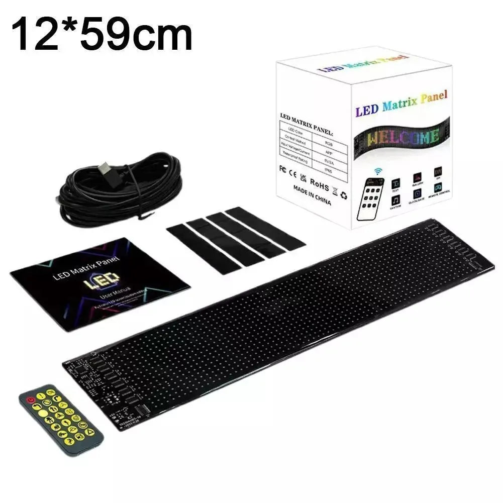 Lankstus LED ekranas sunkvežimiui 60 × 12 cm, „Velnio akys“, valdoma programėle
