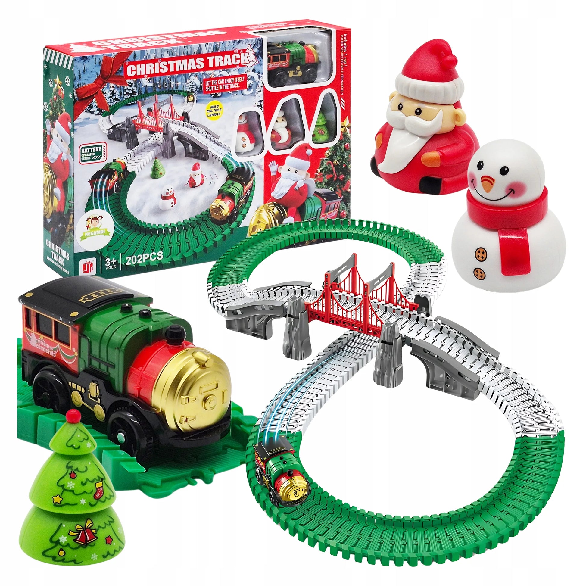 Lankstus trasos rinkinys KALĖDINIS TRAUKINYS POLAR EXPRESS su bėgiais ir Kalėdų Seneliu 228 cm