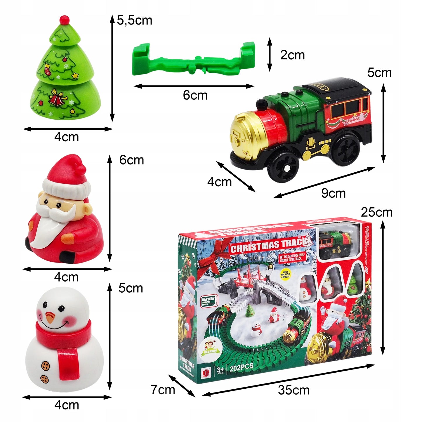 Lankstus trasos rinkinys KALĖDINIS TRAUKINYS POLAR EXPRESS su bėgiais ir Kalėdų Seneliu 228 cm