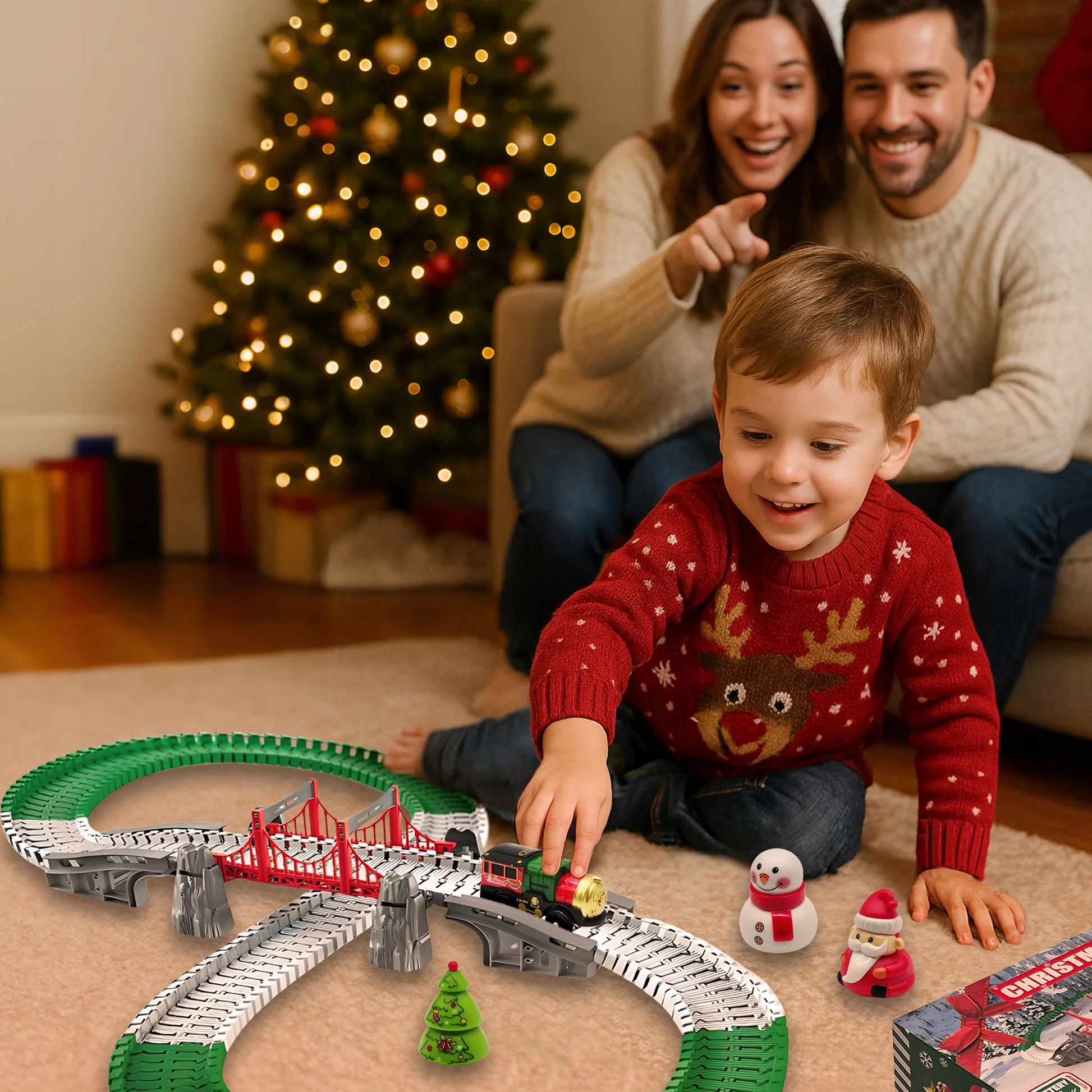 Lankstus trasos rinkinys KALĖDINIS TRAUKINYS POLAR EXPRESS su bėgiais ir Kalėdų Seneliu 228 cm
