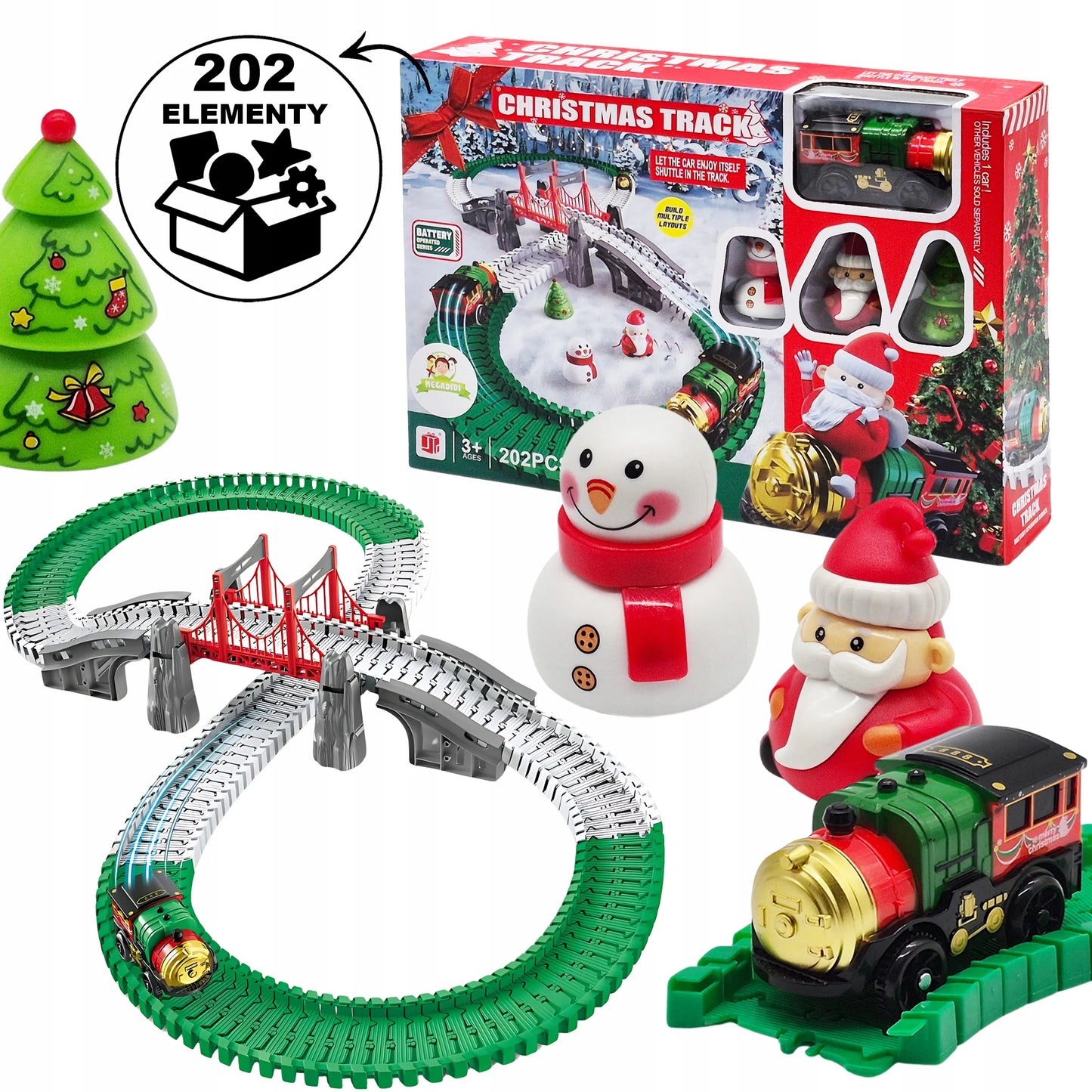 Lankstus trasos rinkinys KALĖDINIS TRAUKINYS POLAR EXPRESS su bėgiais ir Kalėdų Seneliu 228 cm