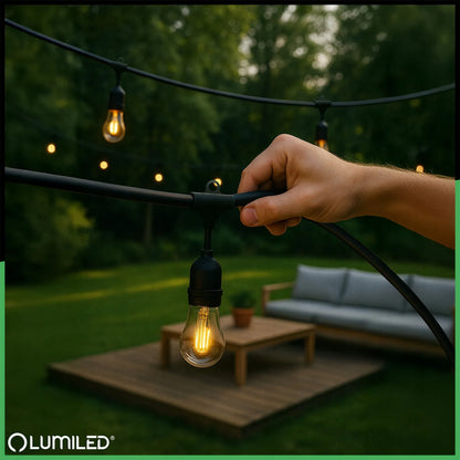 Lauko sodo girlianda, šviesų grandinė, LED laidas, 20m, 20x E27