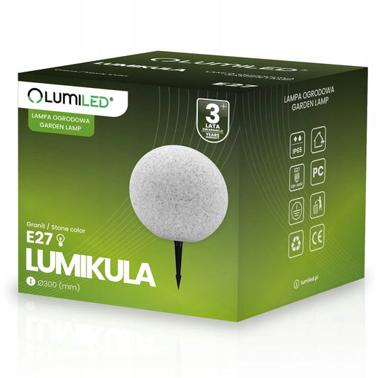 Lauko sodo šviestuvas AKMENS RUTULYS LED įsmeigiamas 30 cm