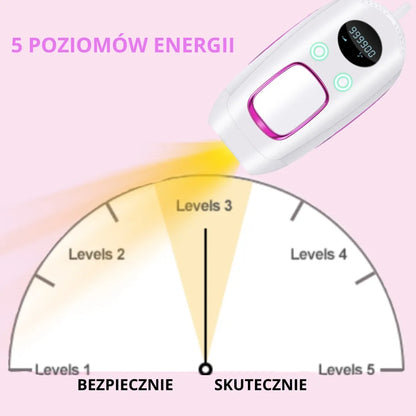 Lazerinis epiliatorius IPL odos atjauninimui, 5 intensyvumo lygiai