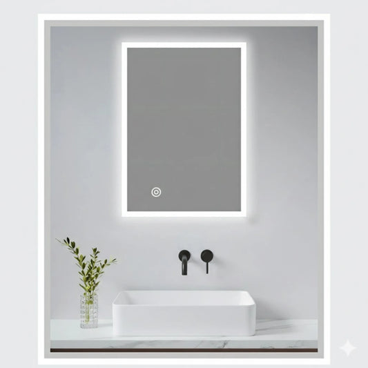 LED apšviečiamas vonios veidrodis 60x80 cm jutiklinis su rasojimo apsauga