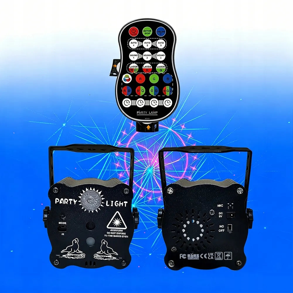 LED lazerinis projektorius USB diskotekų šviesos efektas 60 raštų