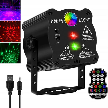 LED lazerinis projektorius USB diskotekų šviesos efektas 60 raštų