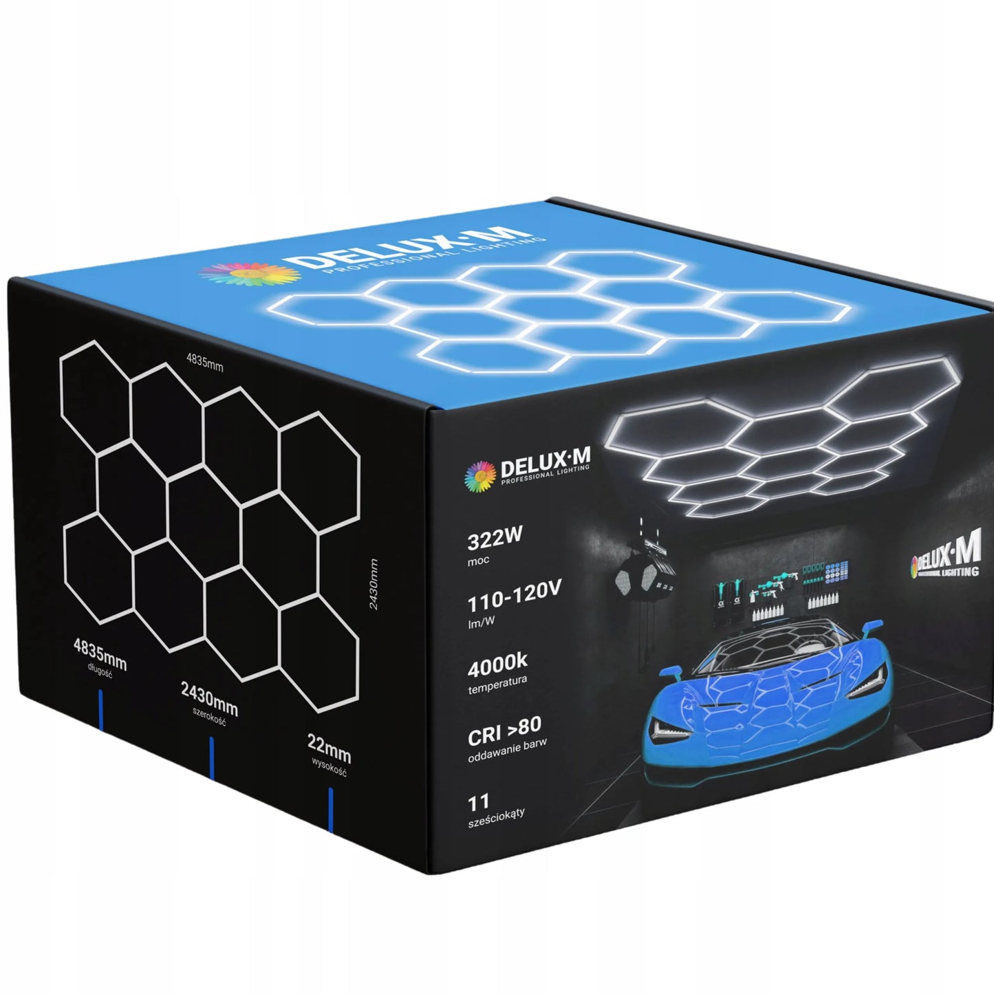 LED lubinis šviestuvas Hexagon 315*229cm 6500K garažui ir namams