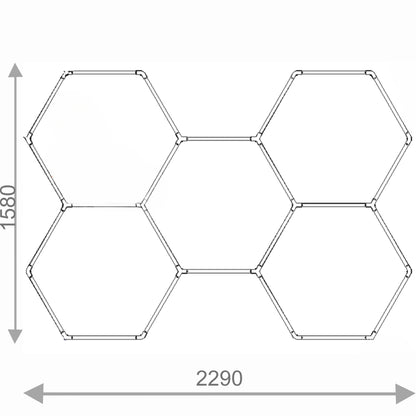 LED lubinis šviestuvas HEXAGON 5 plokštė baltas garažui 4000K