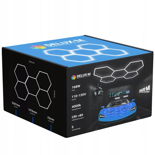 LED lubinis šviestuvas HEXAGON 5 plokštė baltas garažui 4000K
